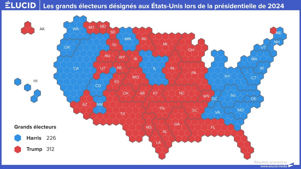 Les grands électeurs désignés aux États-Unis lors de la présidentielle de 2024