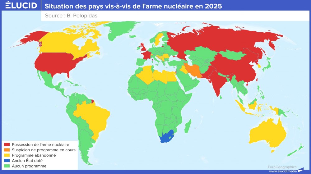 Situation des pays vis-à-vis de l'arme nucléaire en 2025